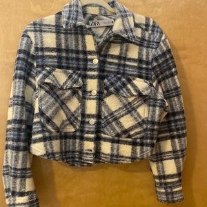 ZARA Blue cropped long sleeve cardigan top, NWT size SMALL